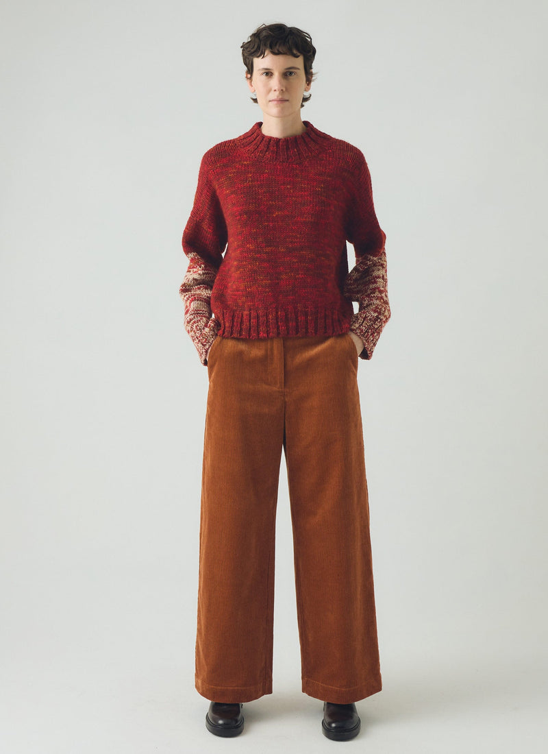 Wide Leg Cord Trousers | Burnt Sienna