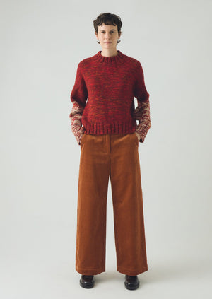 Wide Leg Organic Cord Trousers | Burnt Sienna