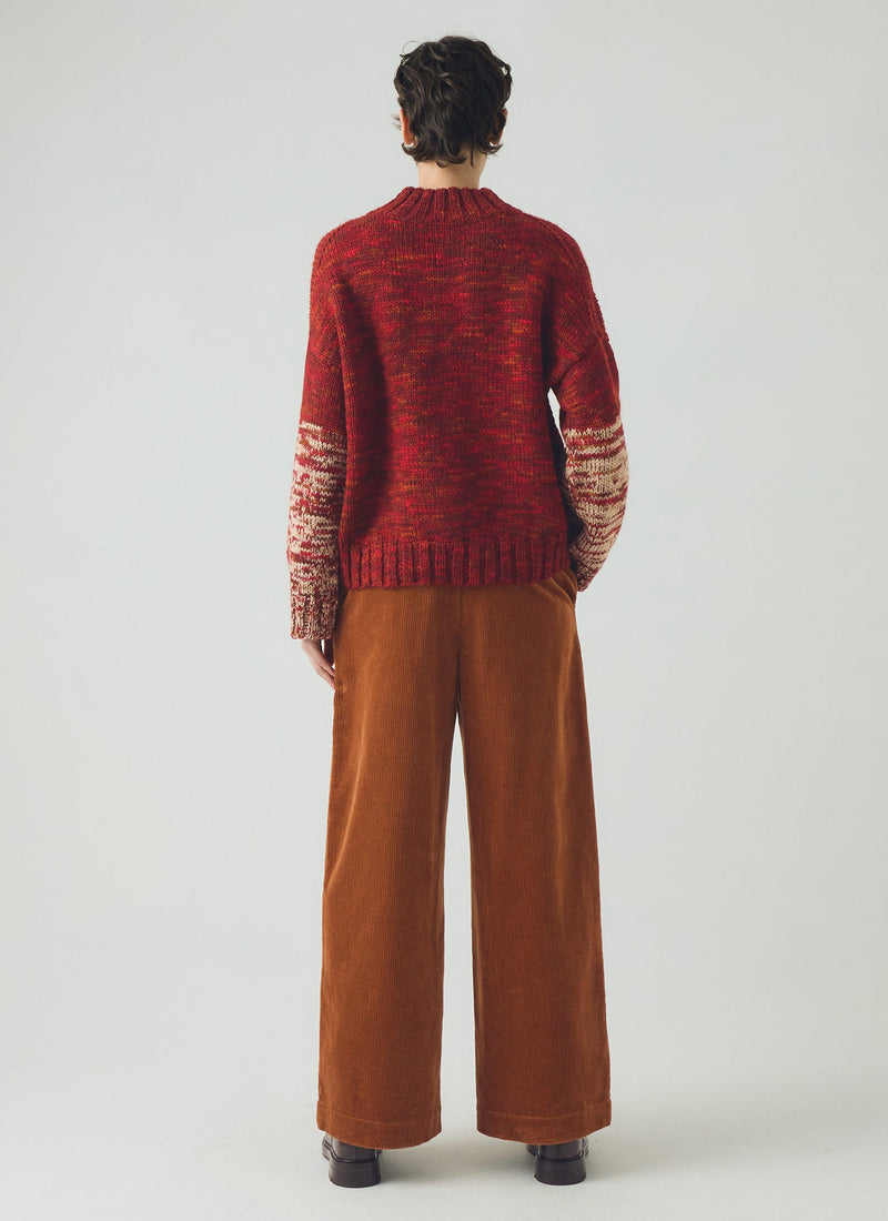 Wide Leg Cord Trousers | Burnt Sienna