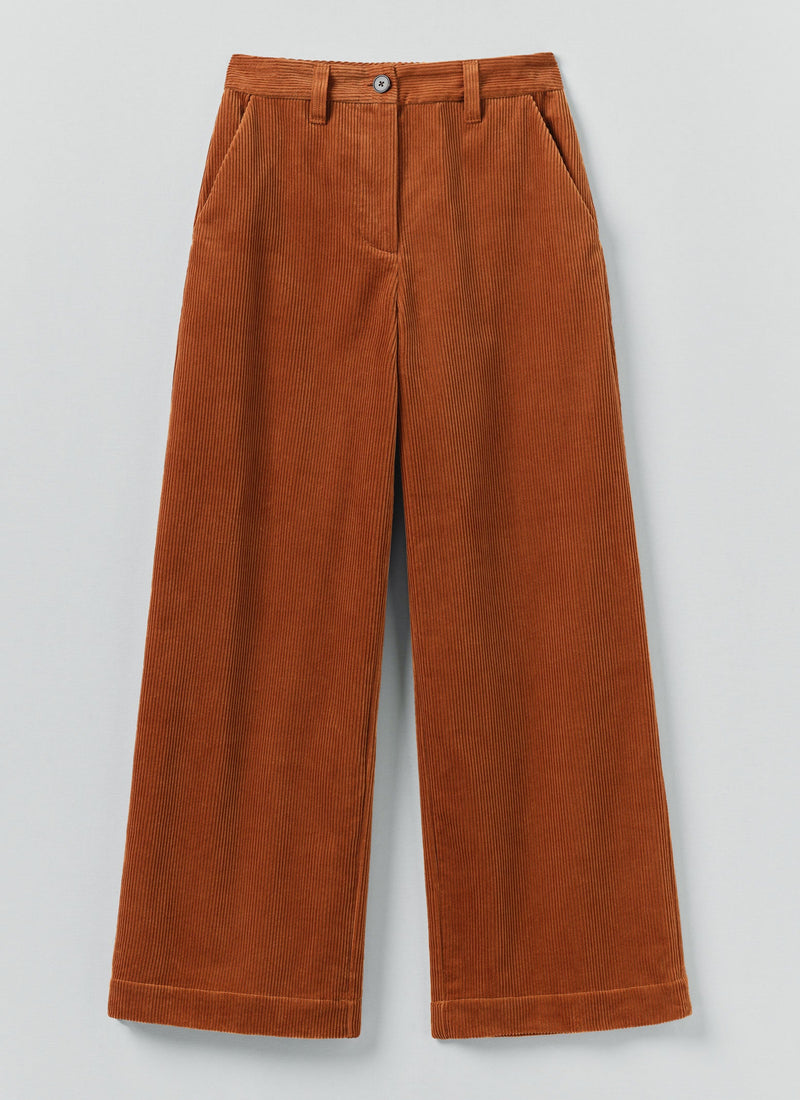 Wide Leg Cord Trousers | Burnt Sienna