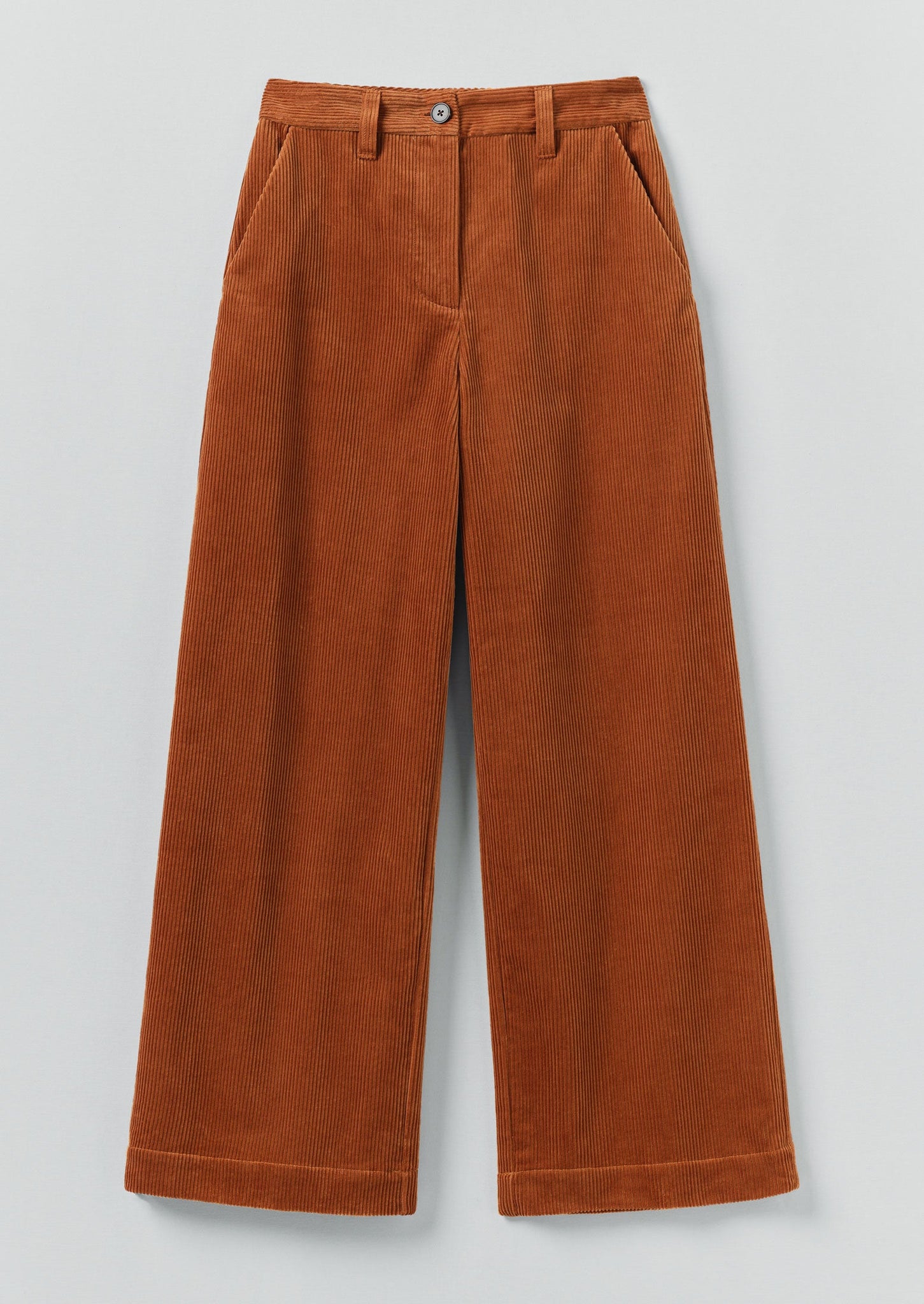 Wide Leg Organic Cord Trousers | Burnt Sienna