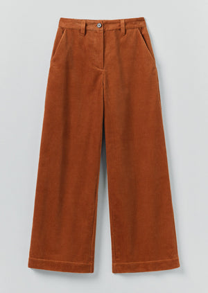 Wide Leg Organic Cord Trousers | Burnt Sienna