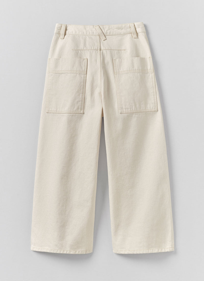 Relaxed Wide Leg Denim Trousers | Ecru