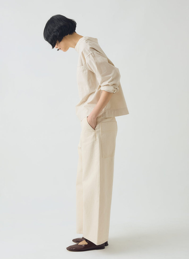 Relaxed Wide Leg Denim Trousers | Ecru