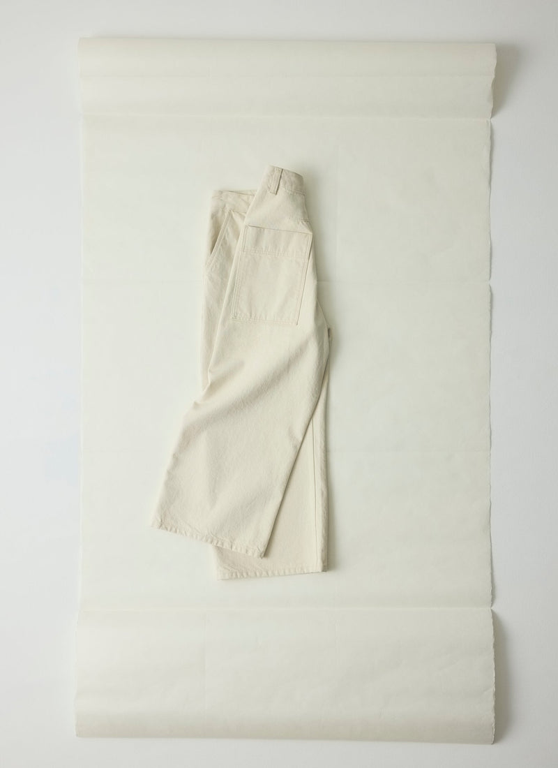 Relaxed Wide Leg Denim Trousers | Ecru