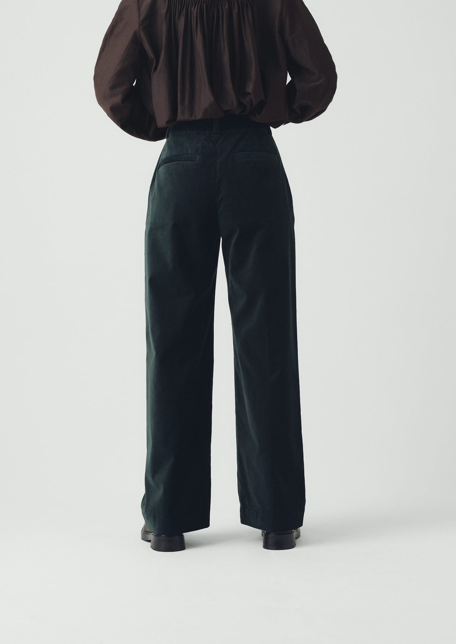 Cotton Velvet Straight Trousers | Oil