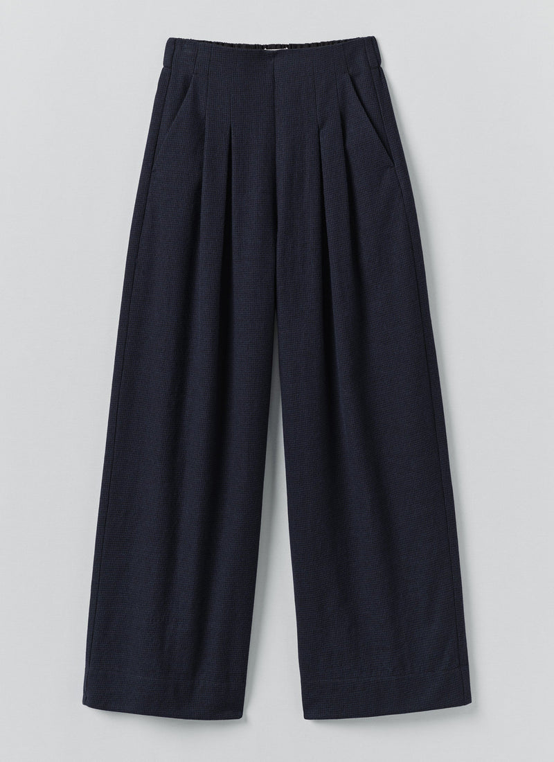 Corinne Cotton Wool Houndstooth Trousers | Dark Navy