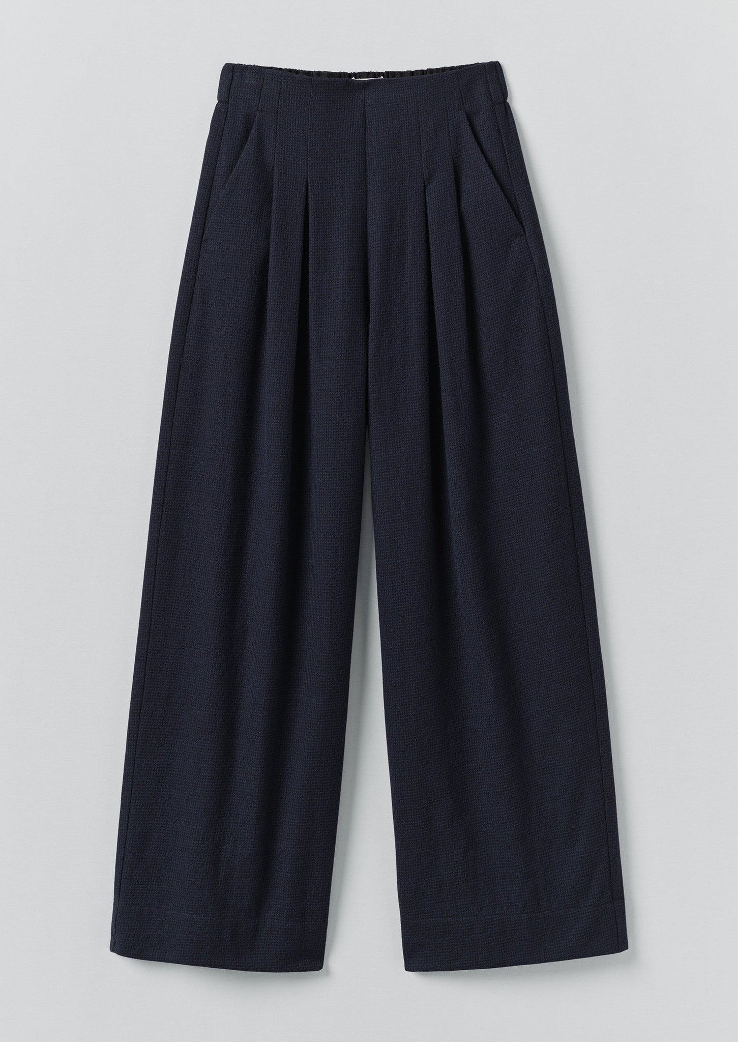 Corinne Cotton Wool Houndstooth Trousers | Dark Navy