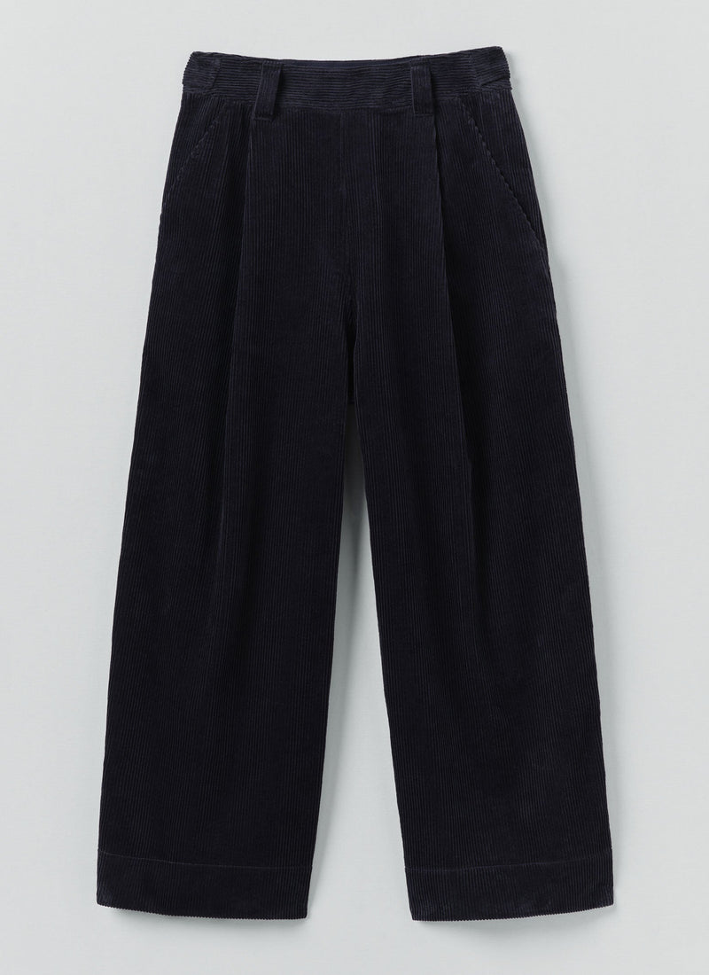 Cord Pleat Front Trousers | Midnight