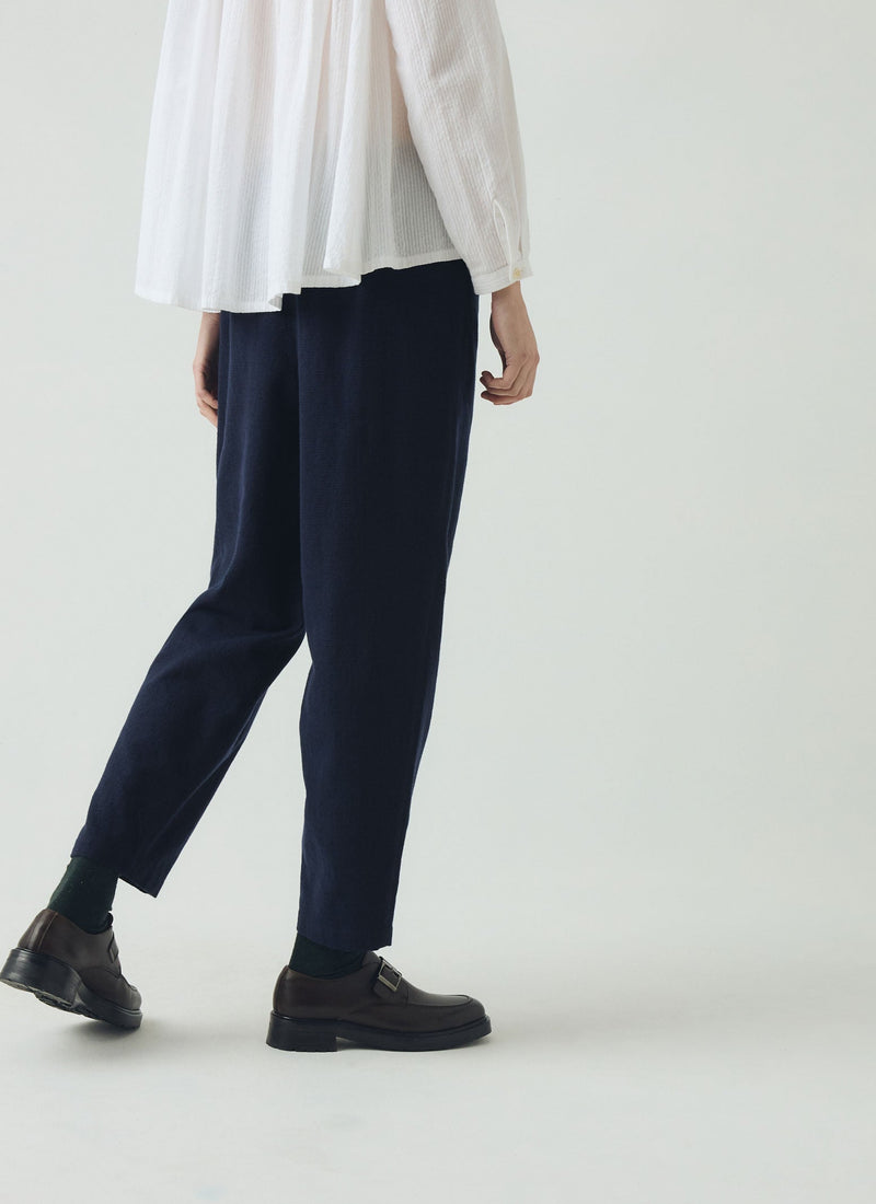 Alix Cotton Wool Houndstooth Trousers | Dark Navy