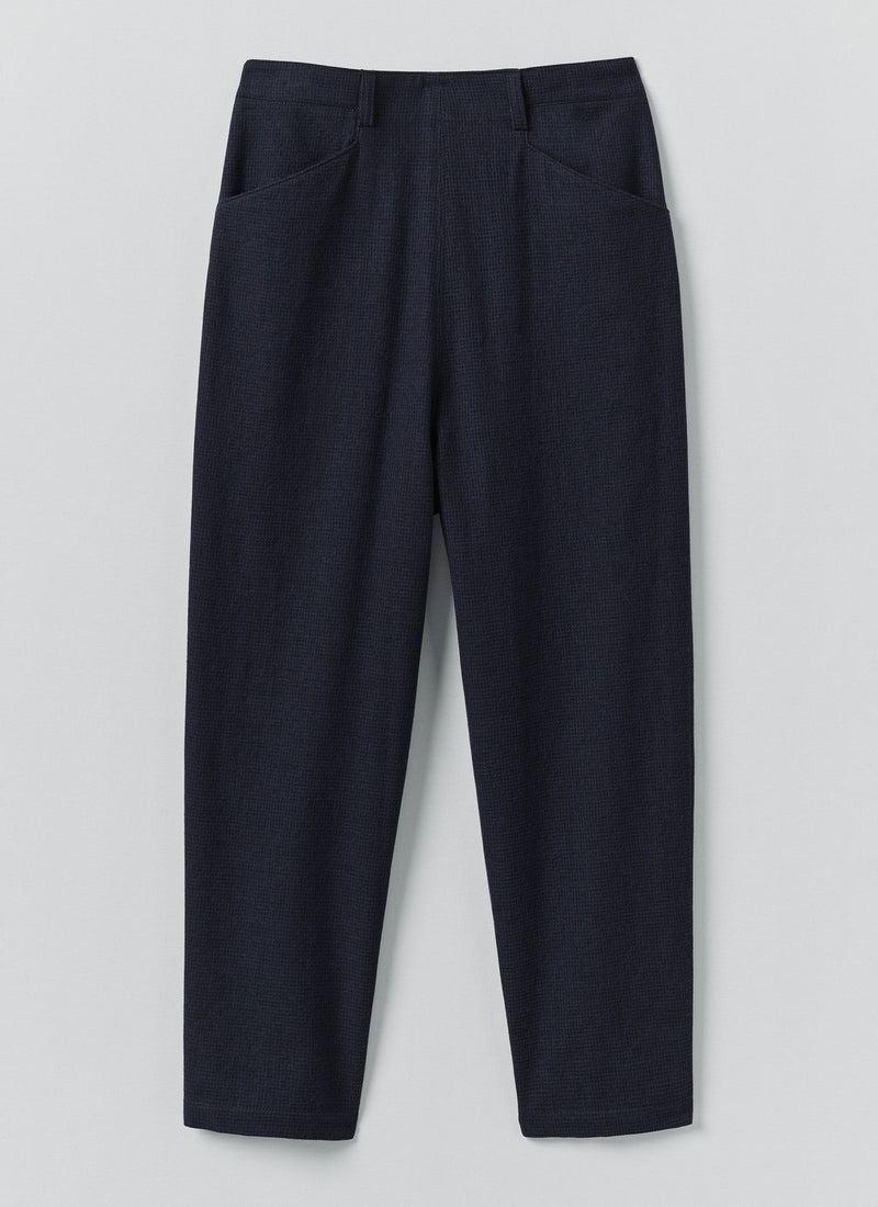 Alix Cotton Wool Houndstooth Trousers | Dark Navy