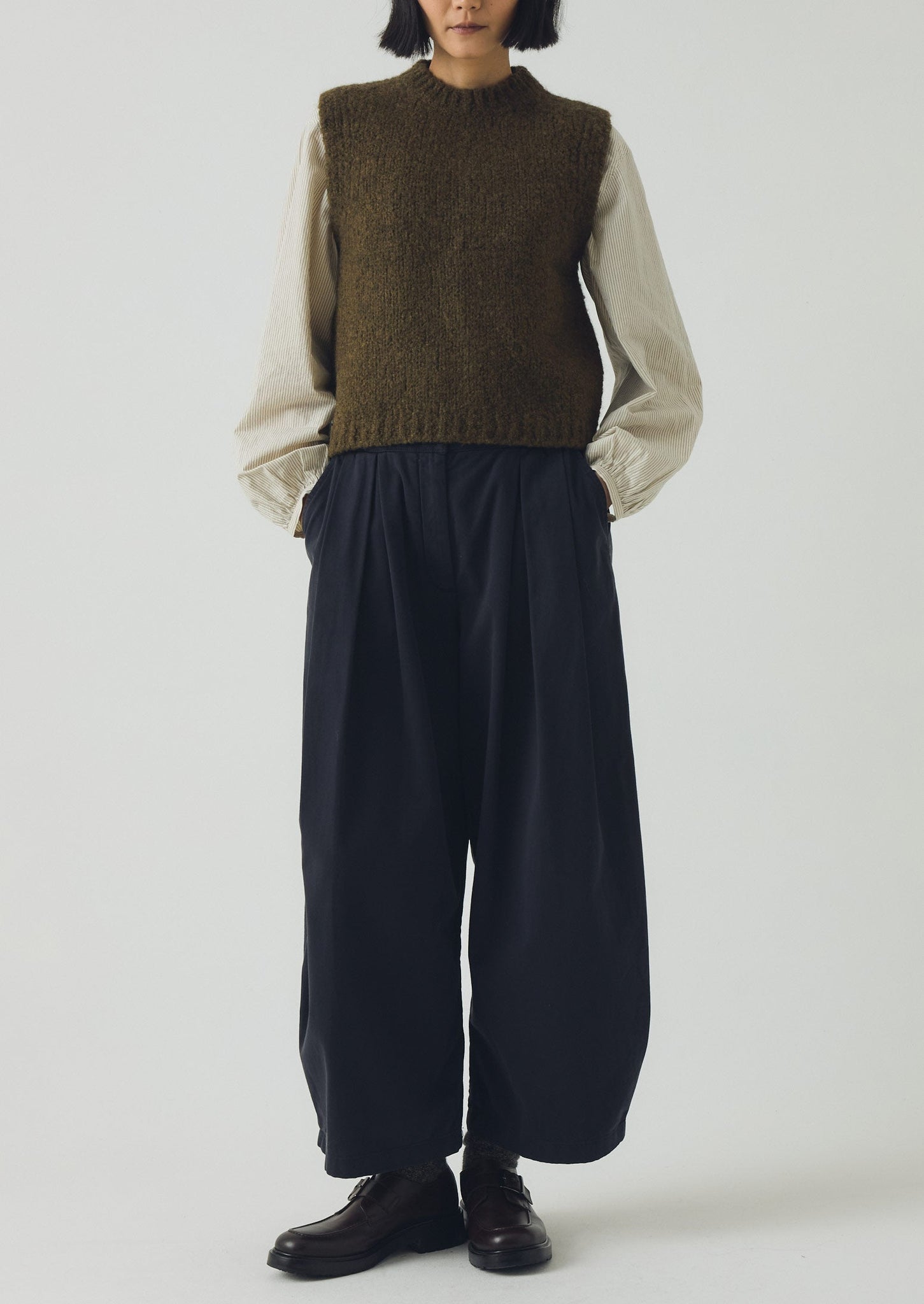 Cotton Wide Leg Trousers | Slate