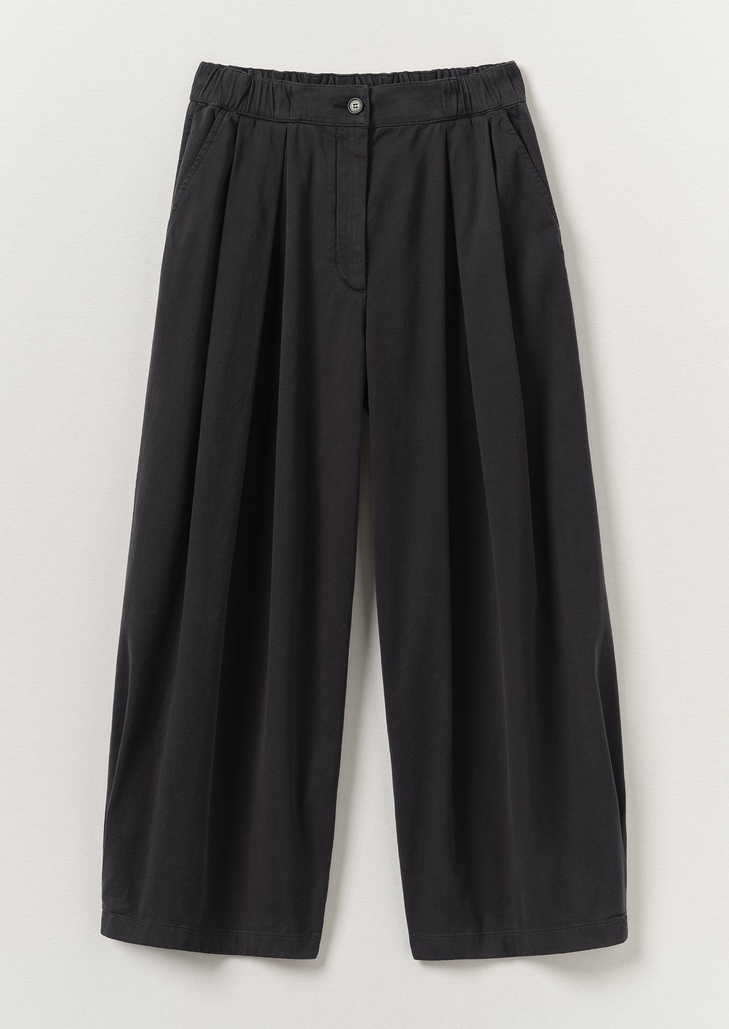 Cotton Wide Leg Trousers | Slate