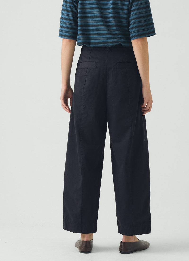 Sculpted Organic Cotton Twill Trousers | Mid Blue