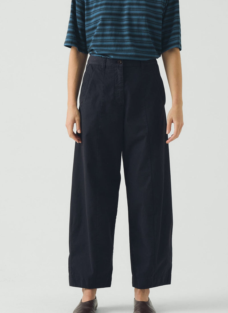 Sculpted Organic Cotton Twill Trousers | Mid Blue