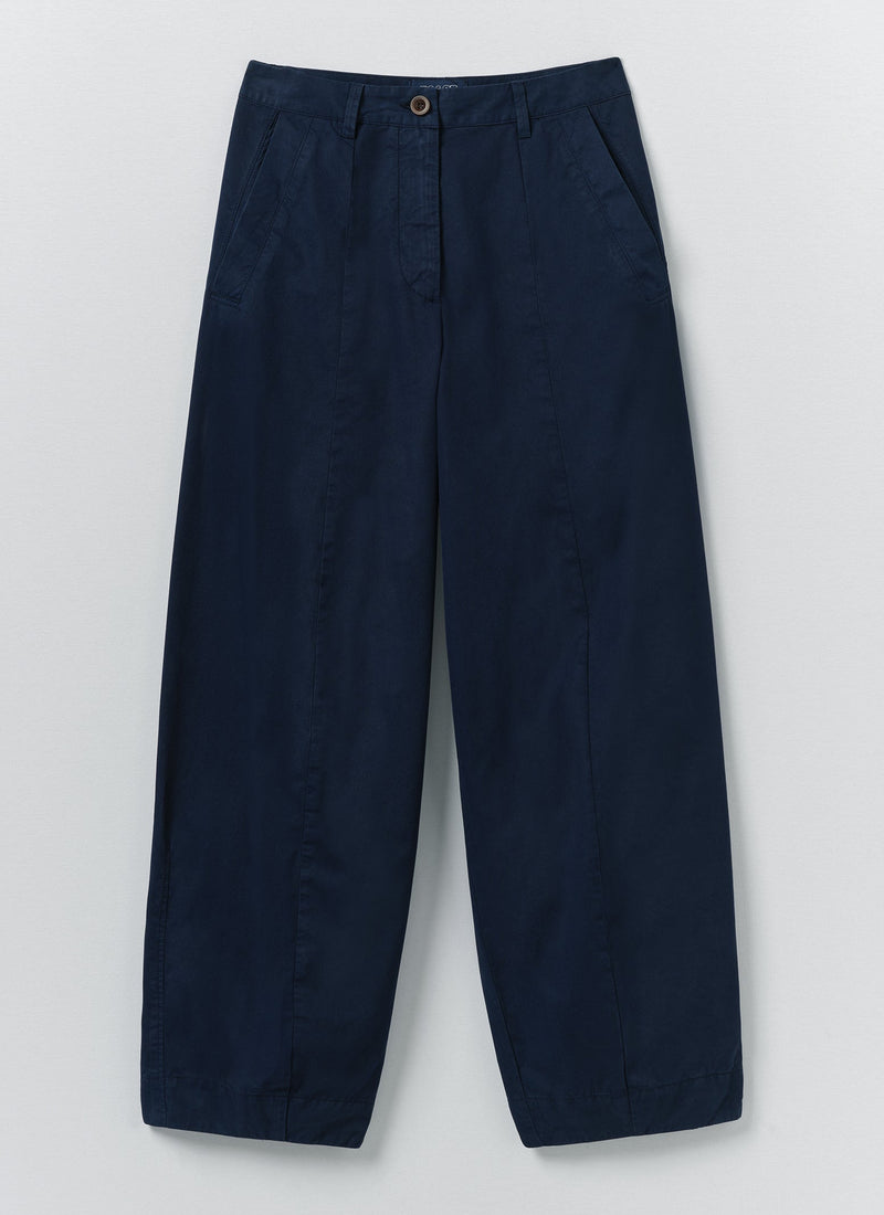Sculpted Organic Cotton Twill Trousers | Mid Blue