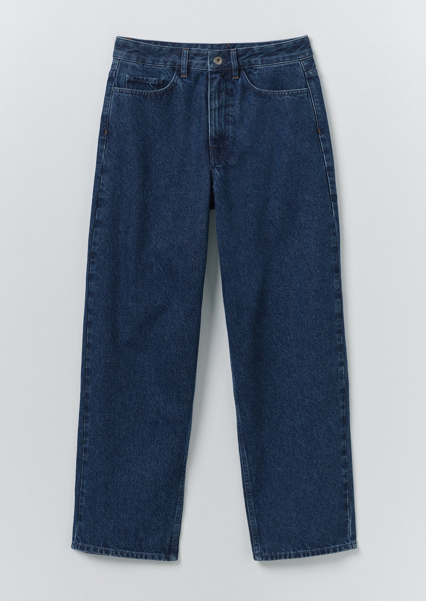 Indigo Denim Tapered Trousers | Mid Blue