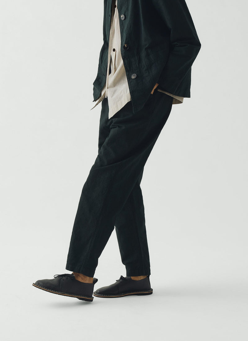Alix Micro Houndstooth Cotton Linen Trousers | Oil Green