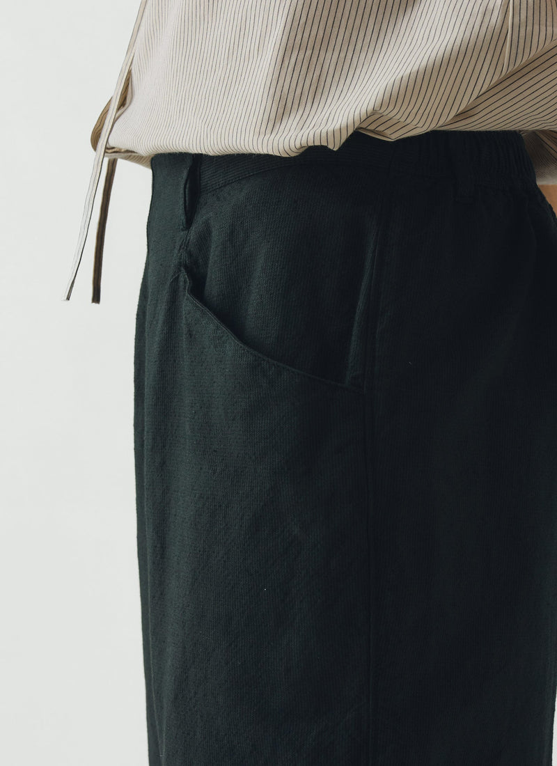 Alix Micro Houndstooth Cotton Linen Trousers | Oil Green