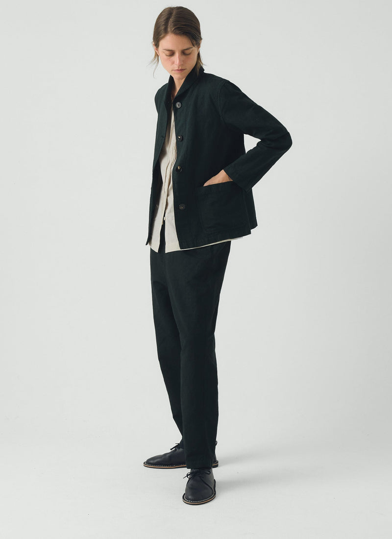 Alix Micro Houndstooth Cotton Linen Trousers | Oil Green
