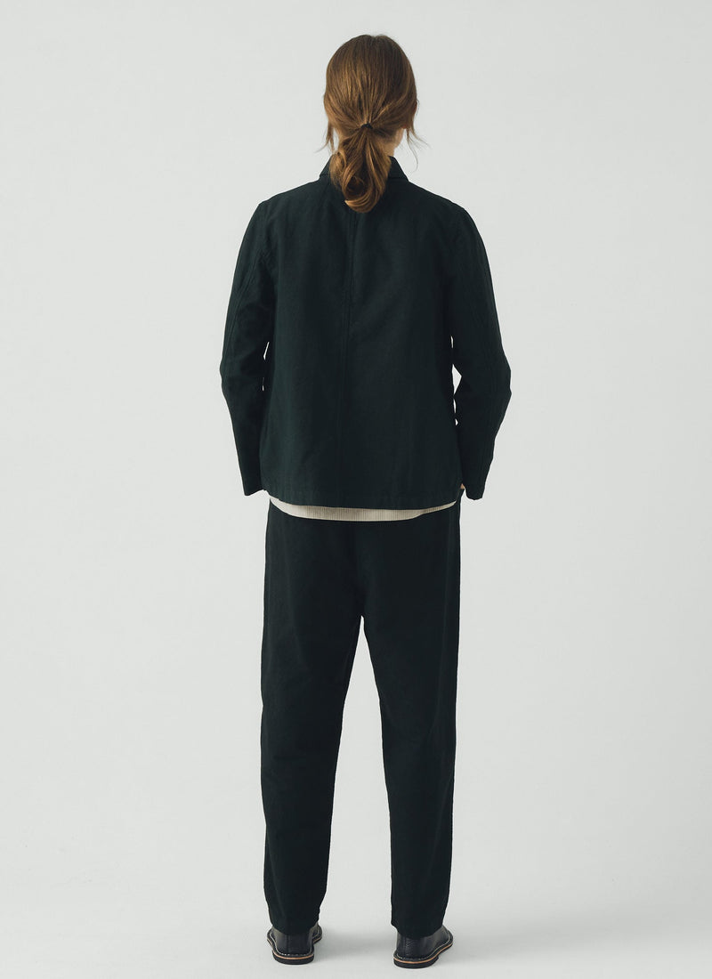 Alix Micro Houndstooth Cotton Linen Trousers | Oil Green