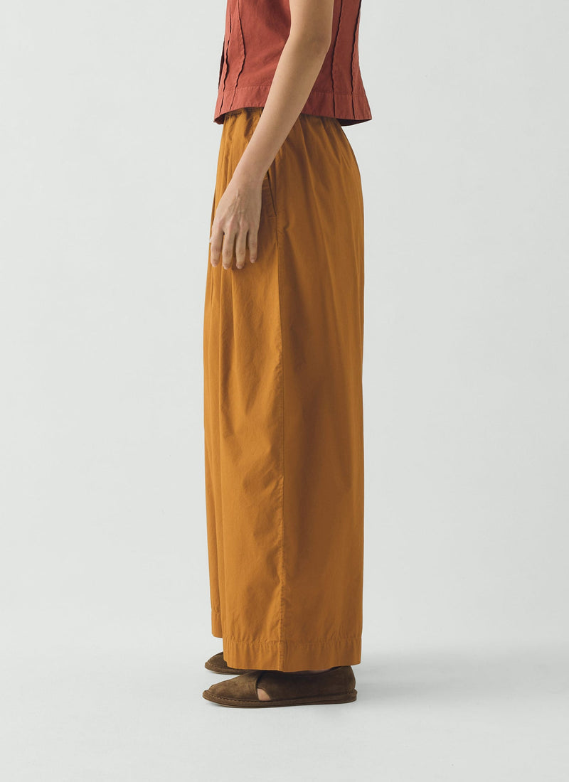 Pleated Pull On Cotton Poplin Trousers | Dhal