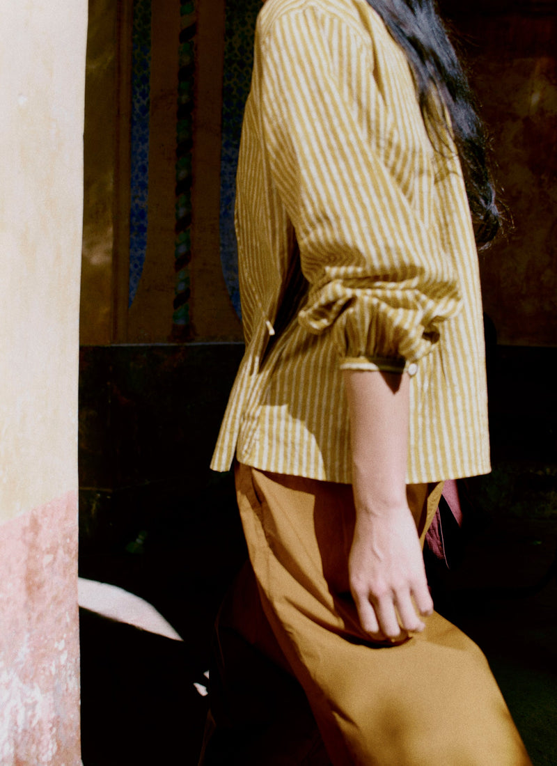 Pleated Pull On Cotton Poplin Trousers | Dhal