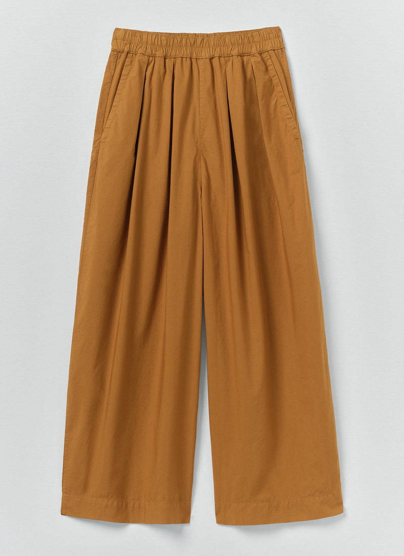 Pleated Pull On Cotton Poplin Trousers | Dhal