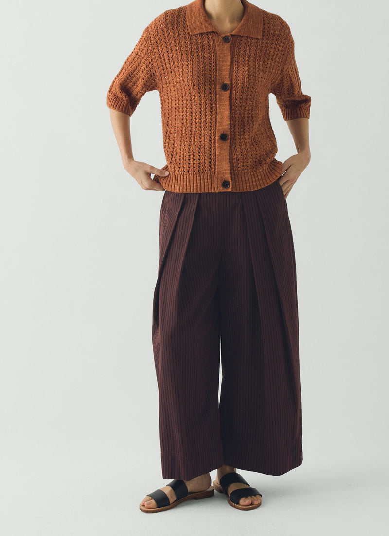 Stripe Fisherman Cotton Trousers | Black/Multi
