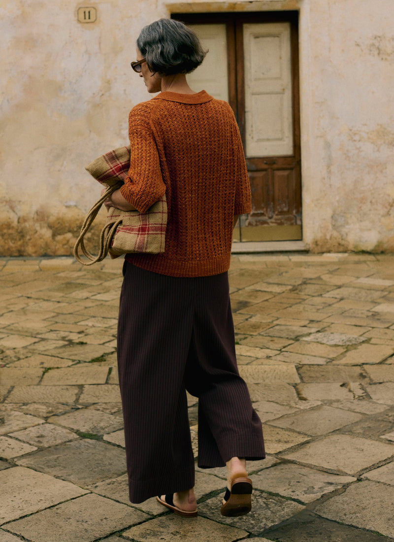 Stripe Fisherman Cotton Trousers | Black/Multi