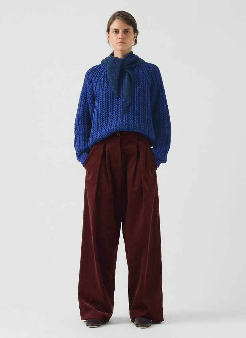 Cord Box Pleat Trousers | Beetroot
