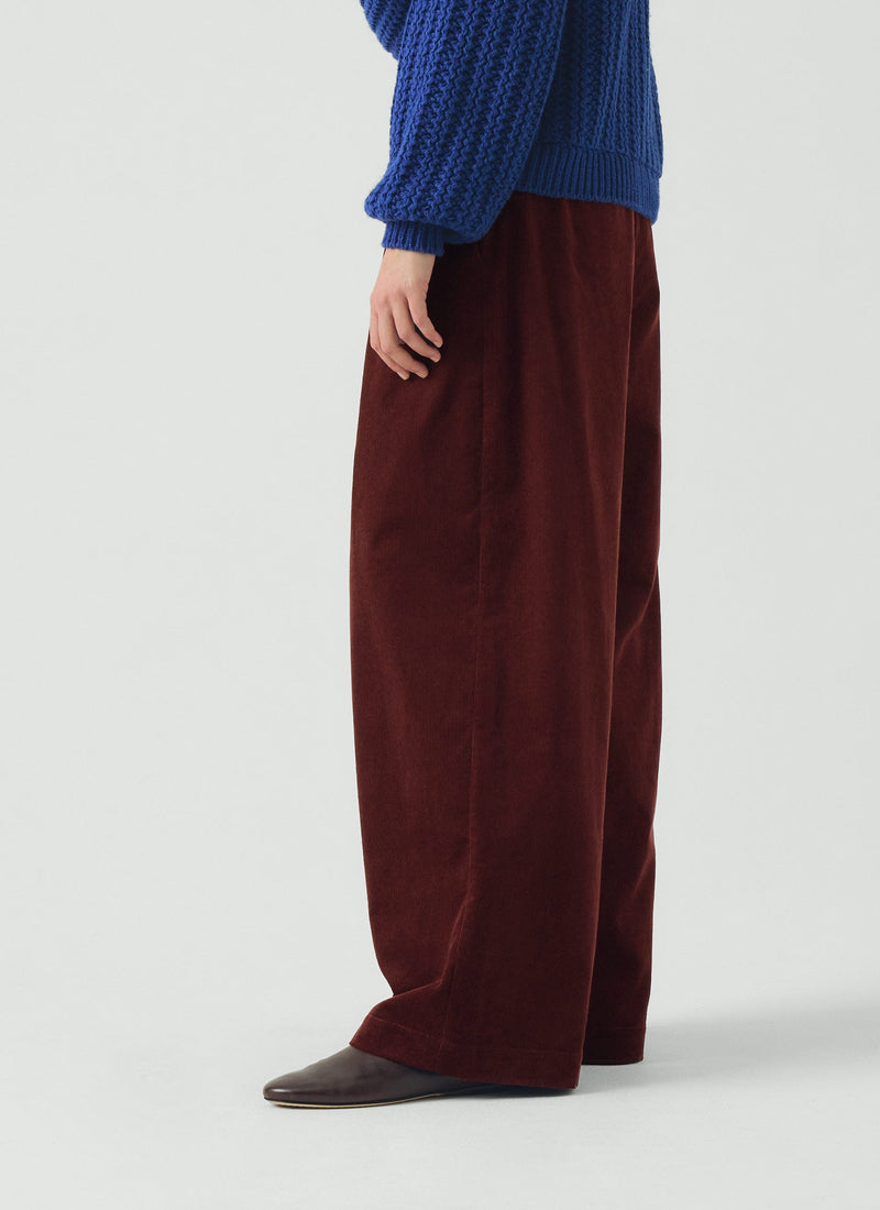 Cord Box Pleat Trousers | Beetroot