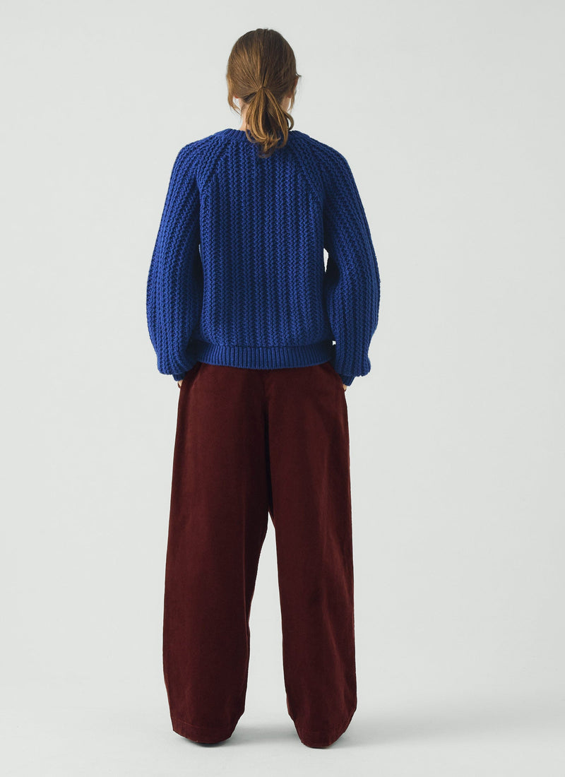 Cord Box Pleat Trousers | Beetroot