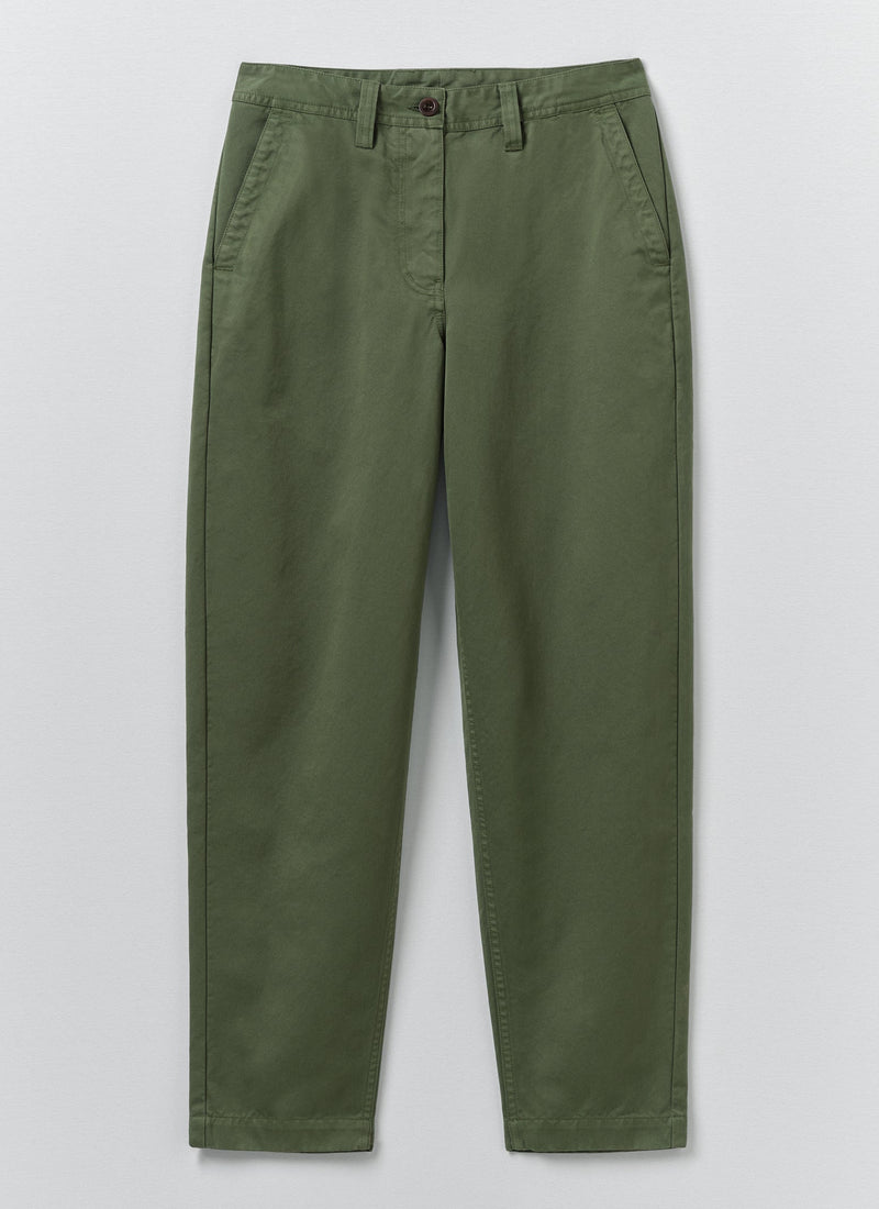 Garment Dyed Cotton Twill Trousers | Balsam Green