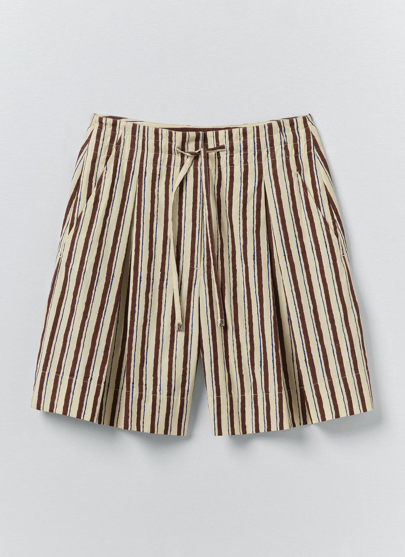 Block Print Sorbet Stripe Shorts | Pastel Lemon
