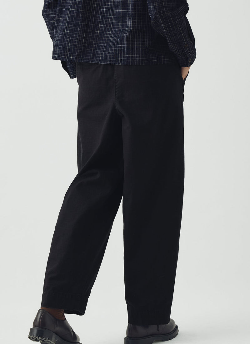 Cotton Twill Pull On Trousers | Blue Black