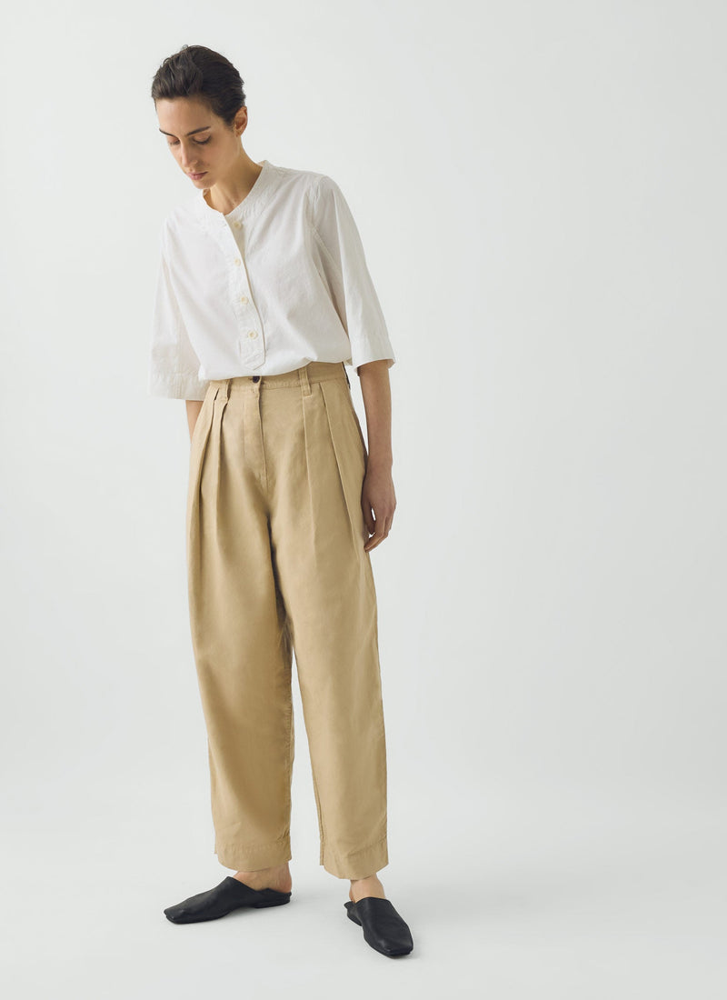 Cotton Linen Pleat Front Trousers | Whey