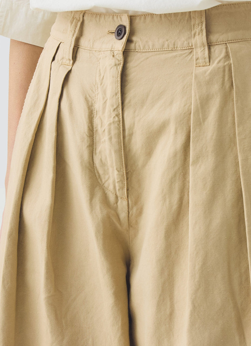 Cotton Linen Pleat Front Trousers | Whey