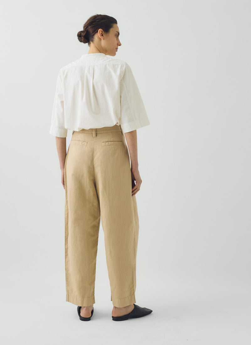 Cotton Linen Pleat Front Trousers | Whey