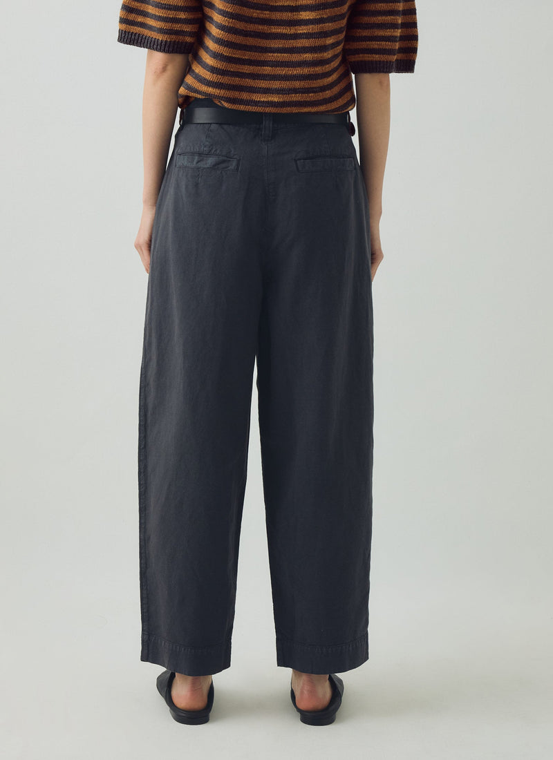 Cotton Linen Pleat Front Trousers | Slate