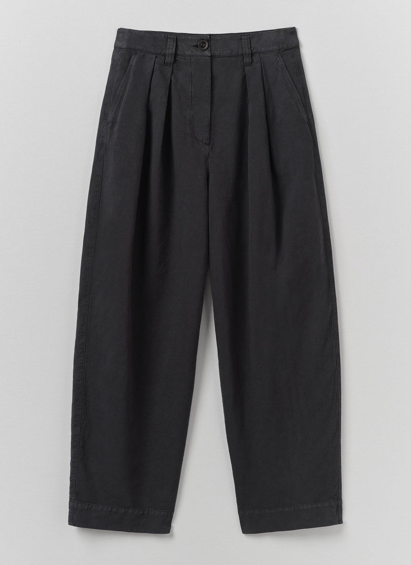 Cotton Linen Pleat Front Trousers | Slate