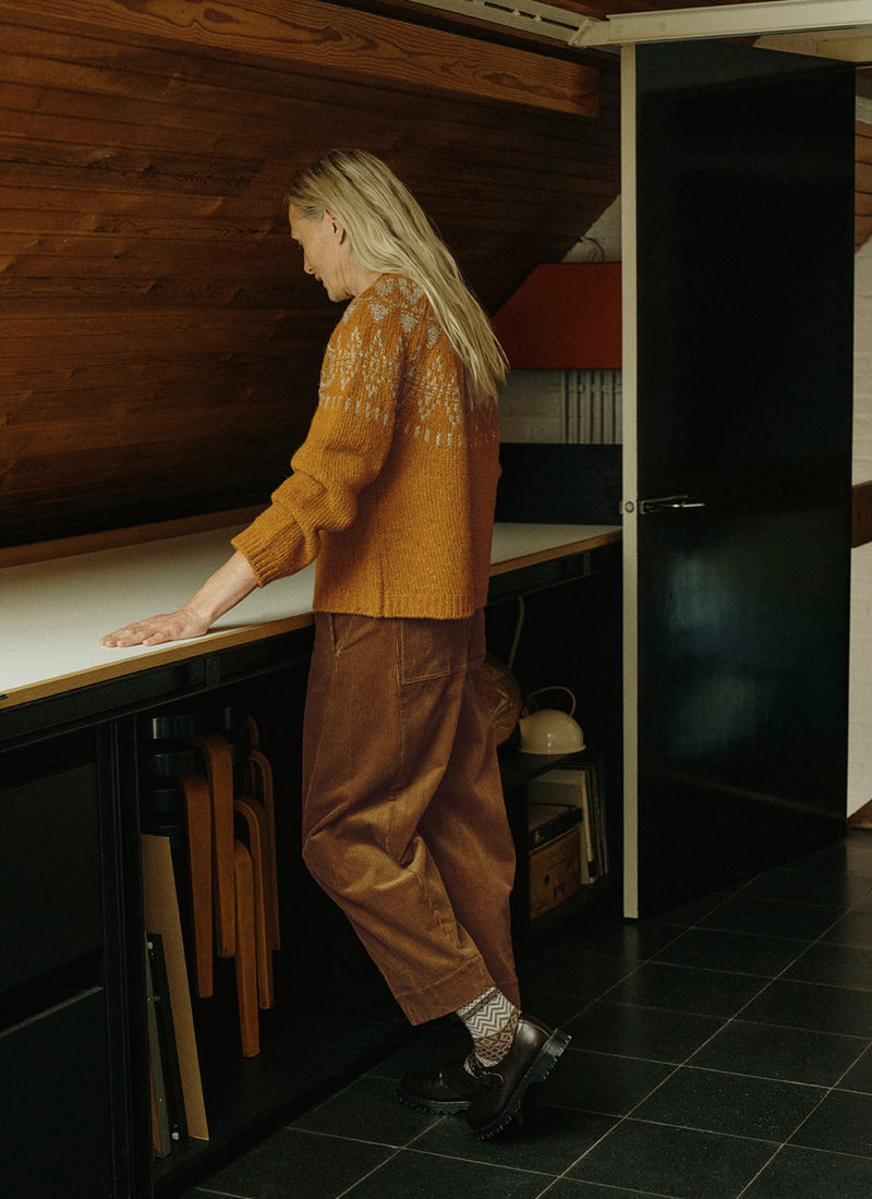 Twisted Seam Cord Trousers | Golden Amber