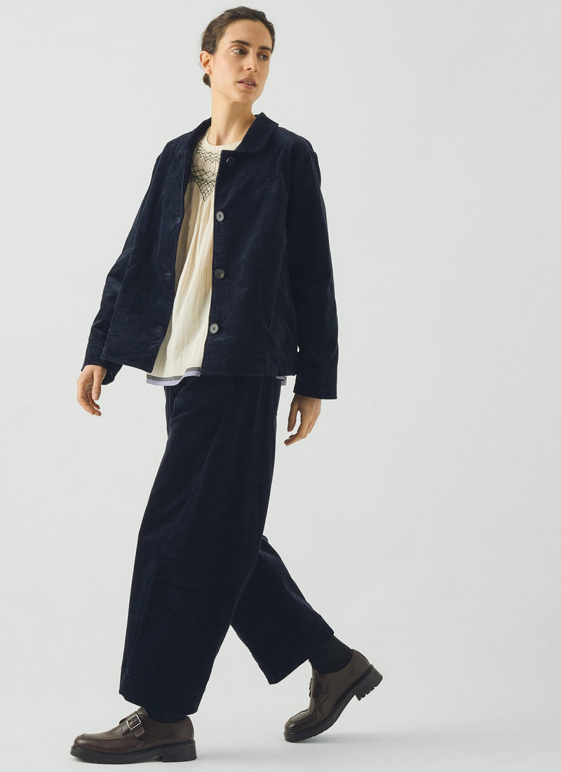 Twisted Seam Cord Trousers | Dark Navy