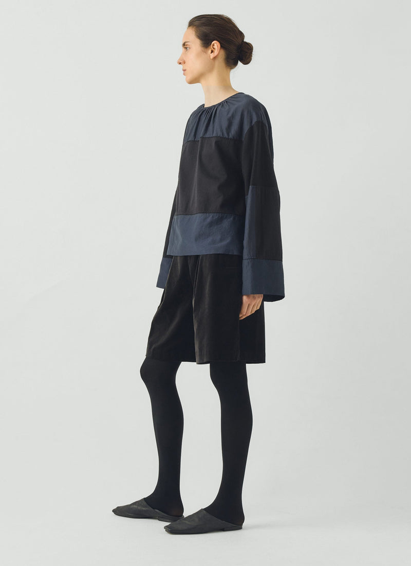 Pleat Front Cotton Velvet Shorts | Brown Slate