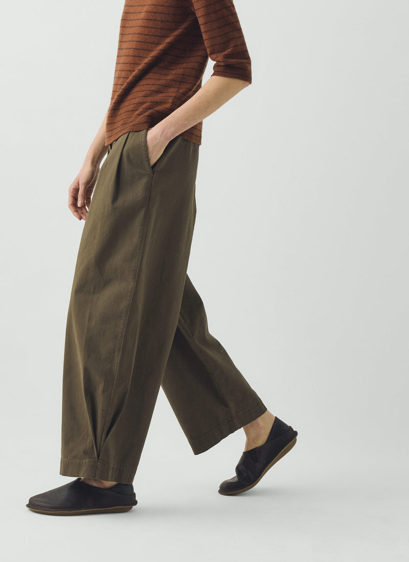 Carys Cotton Wide Leg Trousers | Deep Khaki