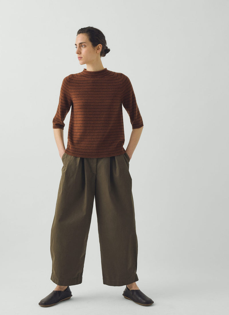 Carys Cotton Wide Leg Trousers | Deep Khaki