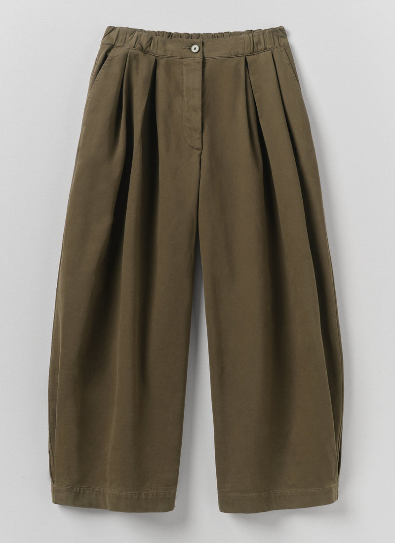 Carys Cotton Wide Leg Trousers | Deep Khaki