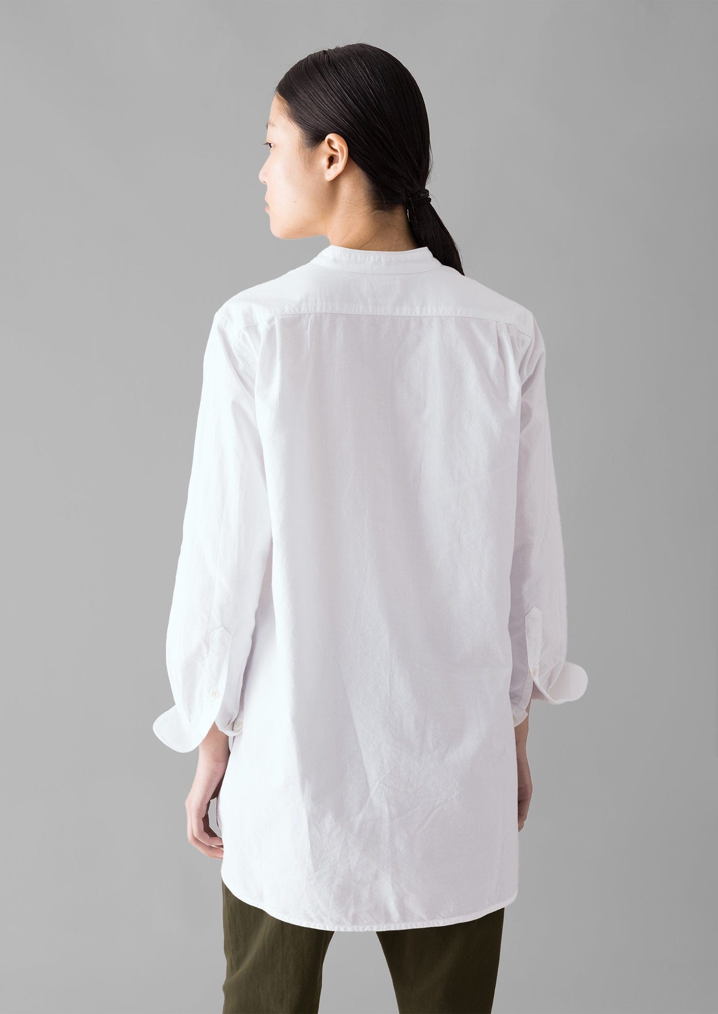 Taro Cotton Oxford Long Shirt | White