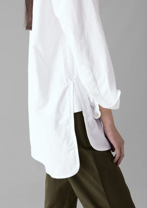 Taro Cotton Oxford Long Shirt | White