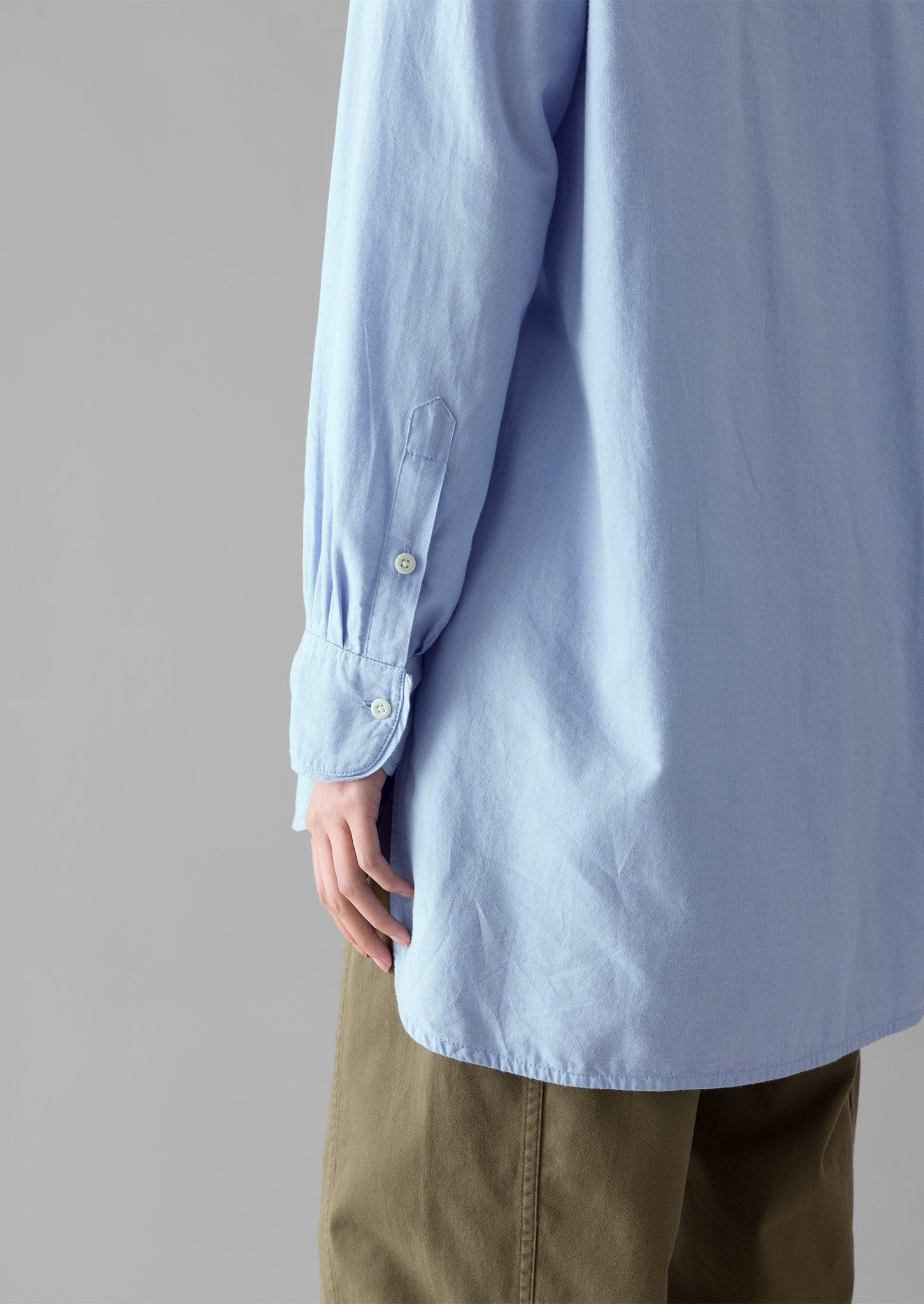 Taro Cotton Oxford Long Shirt | Chambray